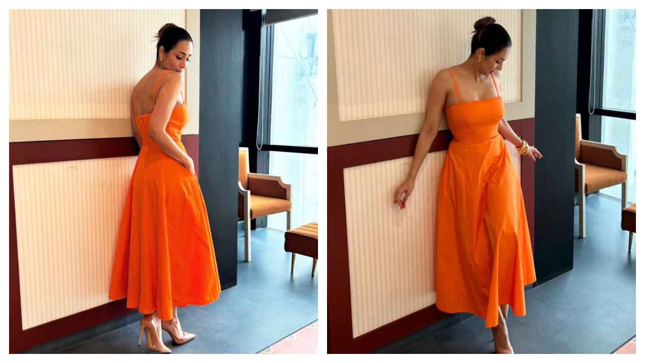 Malaika Arora stuns in Orange Kate Spade New York dress, perfect for romantic  date night | PINKVILLA