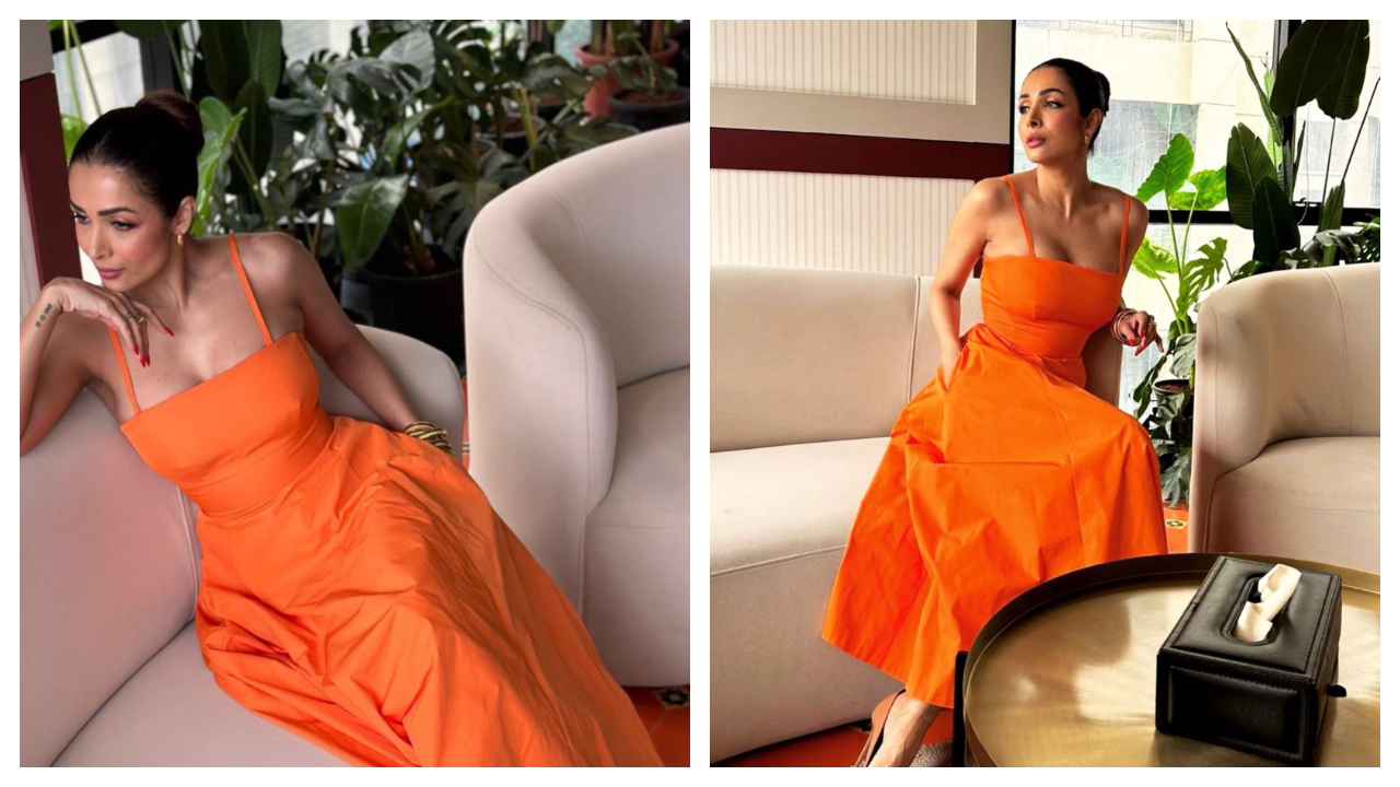 Malaika Arora stuns in Orange Kate Spade New York dress, perfect for romantic  date night | PINKVILLA