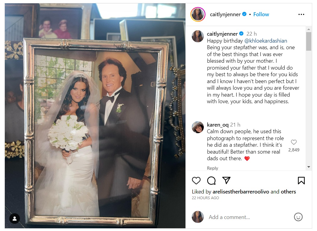 Here's How Caitlyn Jenner Wished Stepdaughter Khloe Kardashian on her Birthday 2 Caitlyn Jenner's Instagram post