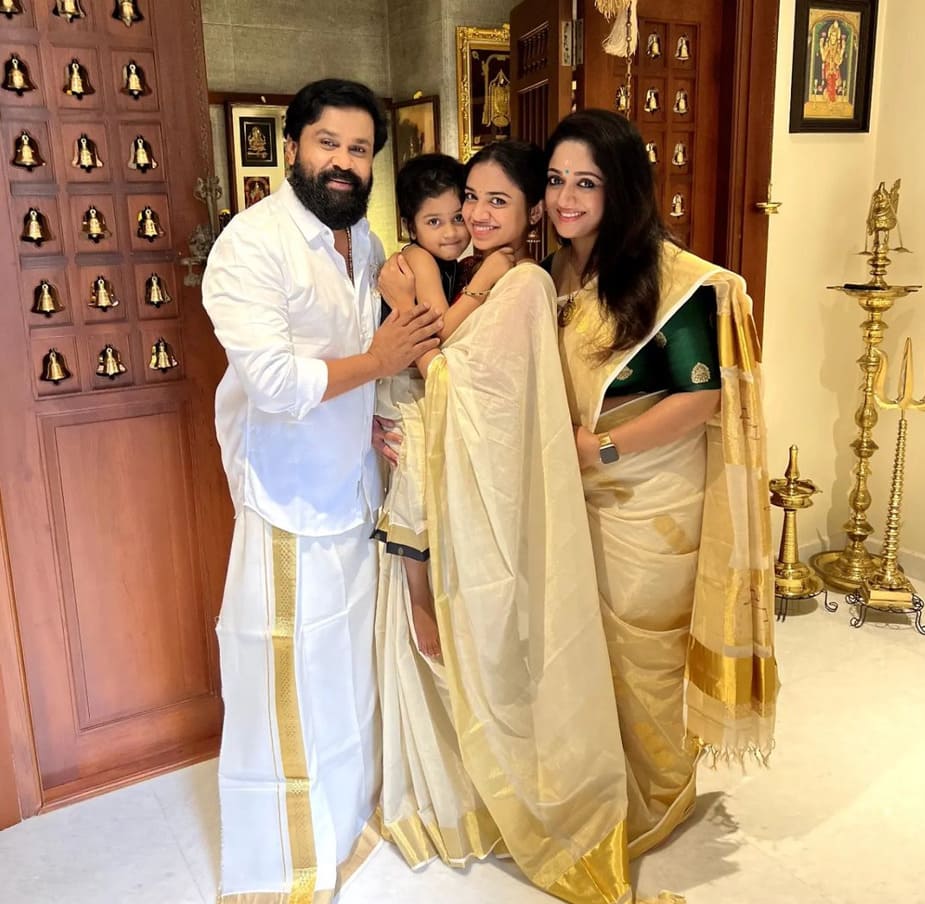 Malayalam actor Dileep with wife Kavya and kids