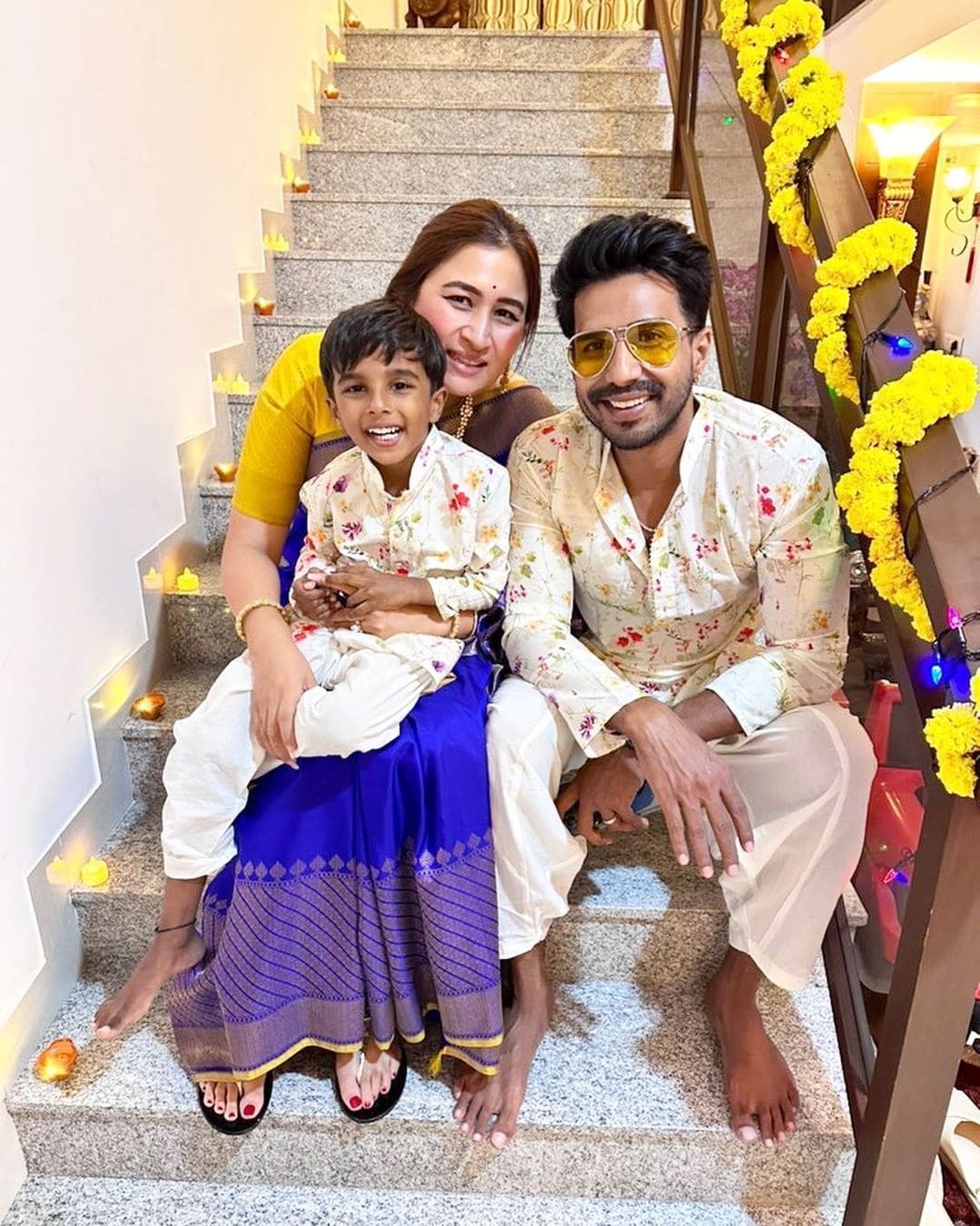 Vishnu Vishal with his wife  Jwala Gutta and son 