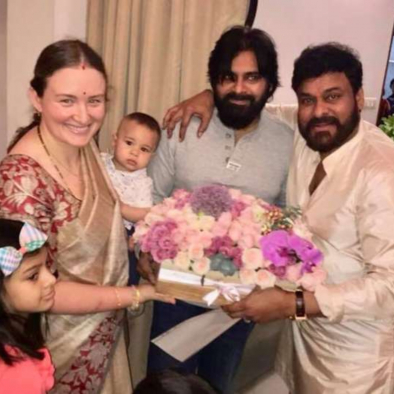 Pawan Kalyan with third wife Anna Lezhneva and kids