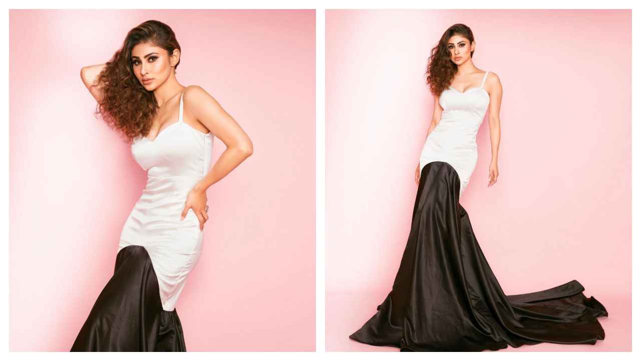Mouni Roy embraces true luxury in black-and-white fishtail gown by Manika  Nanda | PINKVILLA