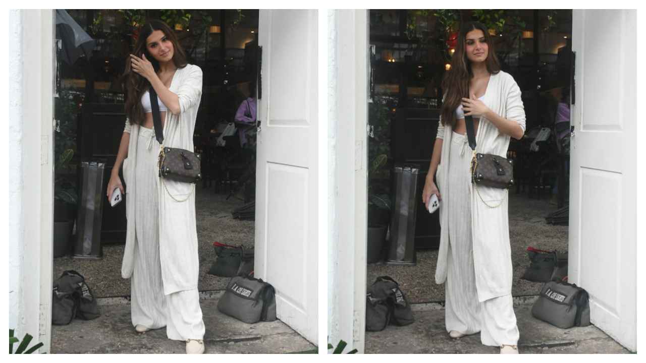 Tara Sutaria rocks white casual ribbed co-ord set with Louis Vuitton bag  that costs a BOMB; Find out its price | PINKVILLA