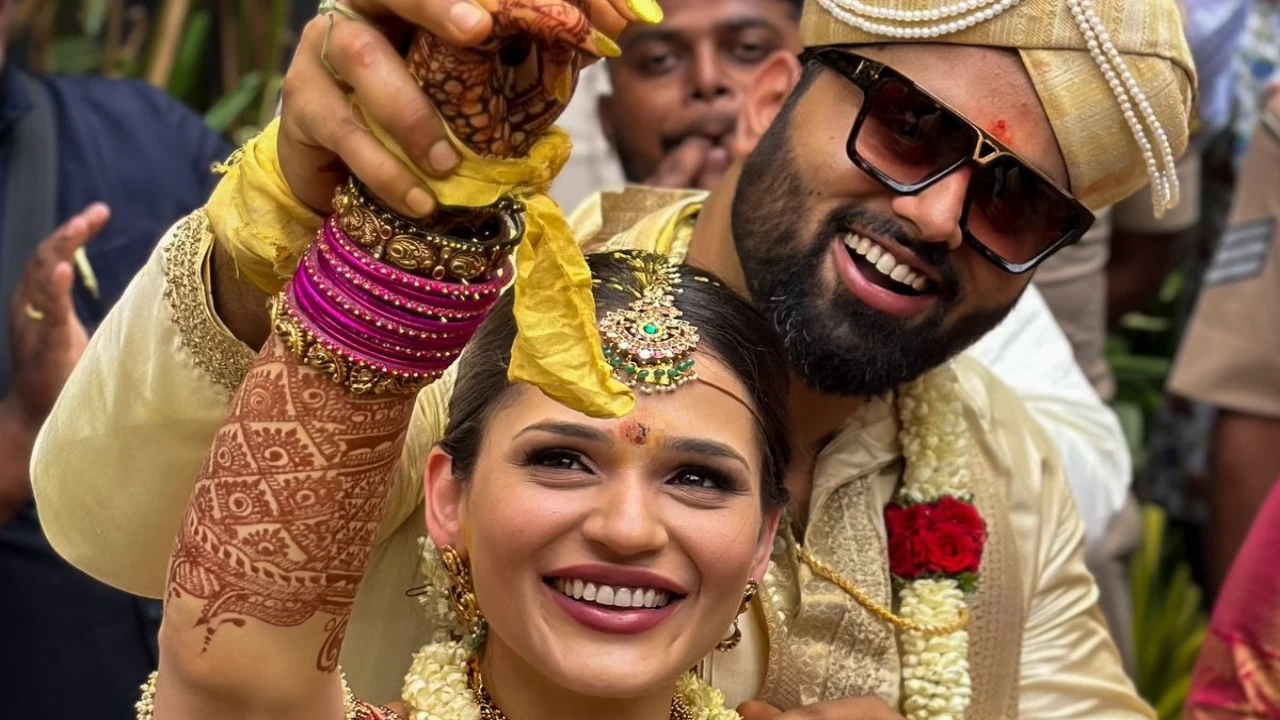 Abishek Ambareesh and Aviva Bidapa tie the knot; Rajinikanth, Yash attend the grand wedding (PC: A Sharadhaa Twitter) A Sharadhaa Twitter