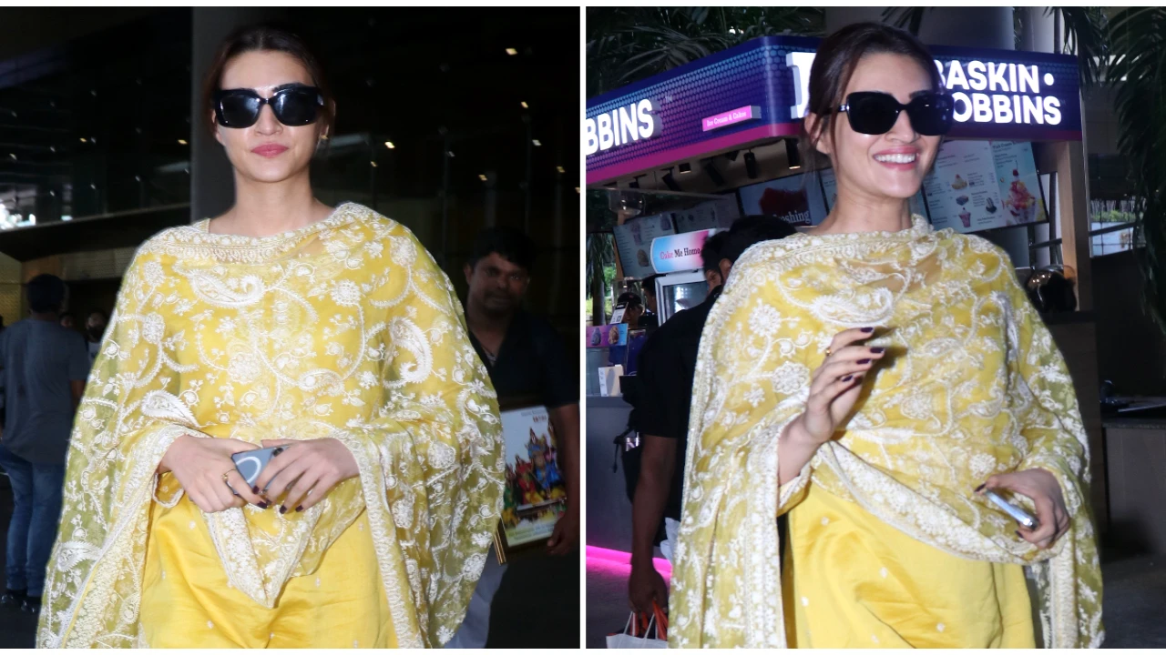 Kriti Sanon's Aprajita Toor footwear looks ultra-elegant with her Summer kurta suit Kriti Sanon, celebrity style, kurta set, Summer fashion, Bollywood, fashion