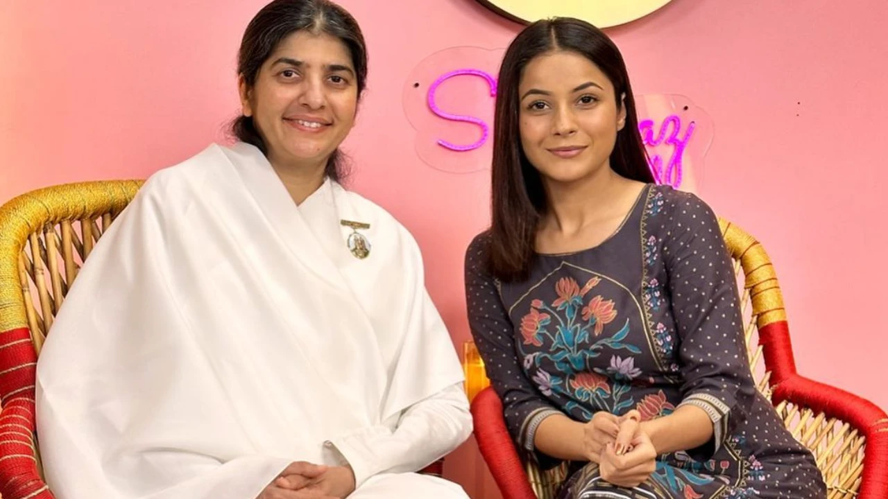 Shehnaaz Gill with spiritual mentor BK Shivani (PC: Shehnaaz Gill Instagram) Shehnaaz Gill