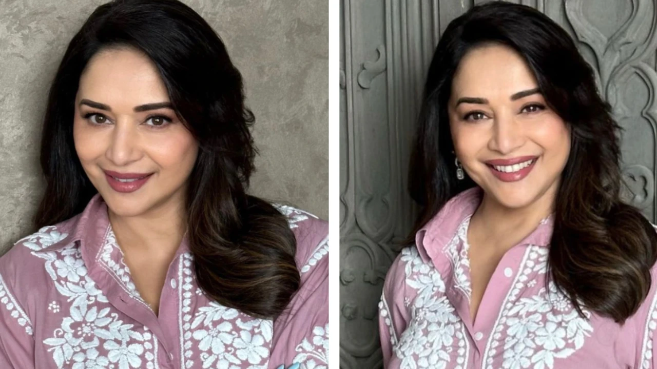 Madhuri Dixit sets up a new standard of grace and elegance in an under Rs 3K pastel pink kurti | PINKVILLA