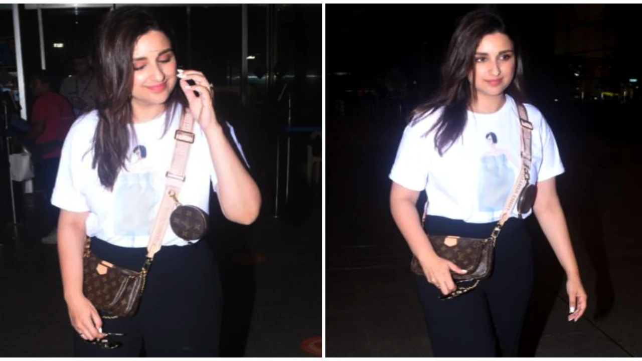 Parineeti Chopra's Zara under Rs 2K t-shirt styled with a Louis Vuitton multi pochette bag is super cool Parineeti Chopra, Bollywood, airport look, celebrity style, Summer fashion, Louis Vuitton,
