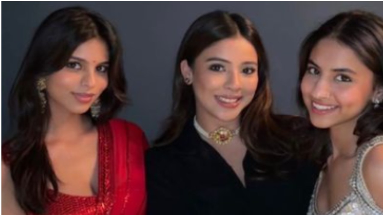 Pic Credit: Suhana Khan Instagram Shah Rukh Khan's daughter Suhana Khan goes all desi in shimmery red saree and bindi; See PIC