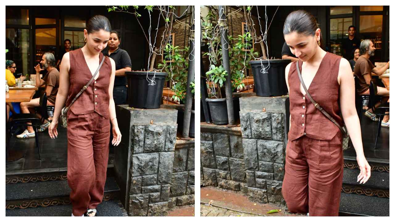 Alia Bhatt styles waistcoat and pant set with Gucci crossbody bag for lunch  date, Sets a formal-meets-fun vibe | PINKVILLA