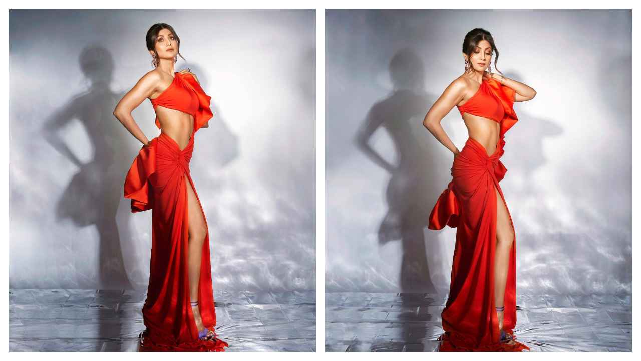 Shilpa Shetty flaunts her perfectly toned waist in red cut-out gown from Manika  Nanda; It's all things fire | PINKVILLA