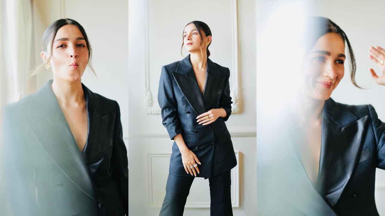 Alia Bhatt dons dark blue pantsuit from Helen Anthony reflecting elegance  and empowerment | PINKVILLA