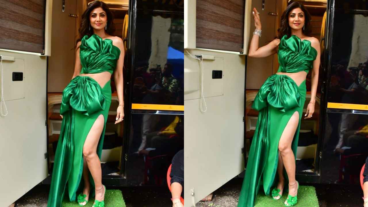 Shilpa Shetty turns heads in cut-out metallic green gown with thigh-high  slit; Perfect for special date nights | PINKVILLA