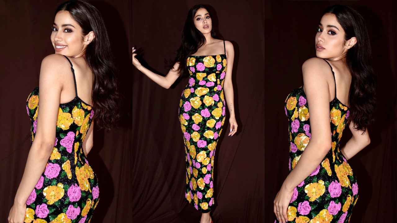 Janhvi Kapoor channels her inner Carrie Bradshaw in Rachel Gilbert's  bodycon dress with romantic flowery print | PINKVILLA