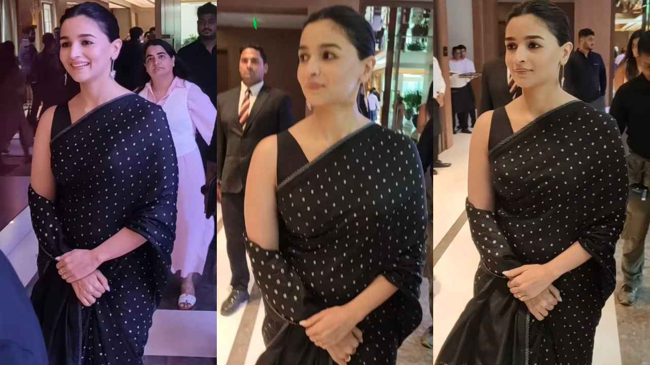 Alia Bhatt exemplifies the beauty of simplicity in black-and-white drape  with minimalistic accessories | PINKVILLA