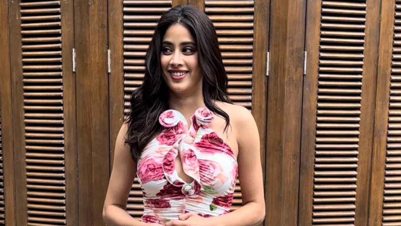 Take cues from Janhvi Kapoor on mastering floral print as she pulls off hot  Magda Butrym ruched midi | PINKVILLA
