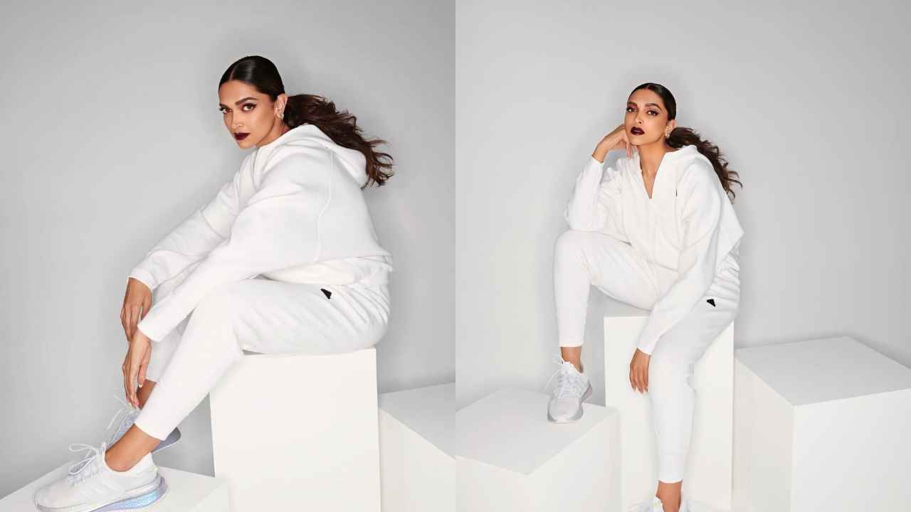 Take cues from Deepika Padukone acing all-white athleisure outfit with  hoodie, tights, shoes from Adidas | PINKVILLA