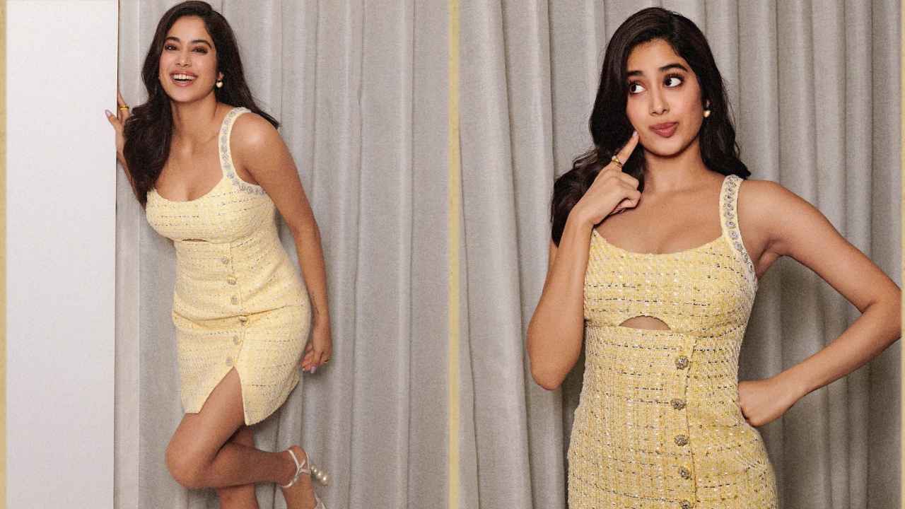 Janhvi Kapoor's stunning eggshell-colored embellished mini-dress by Self-Portrait  sets style trend | PINKVILLA