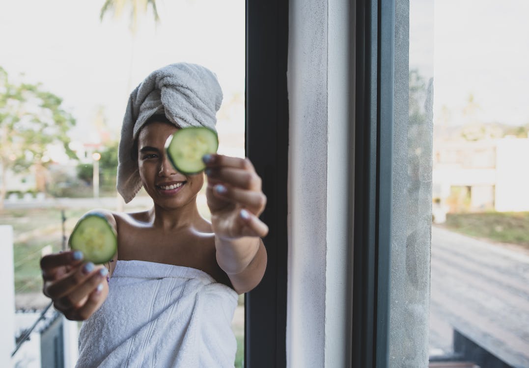 Cucumbers on face