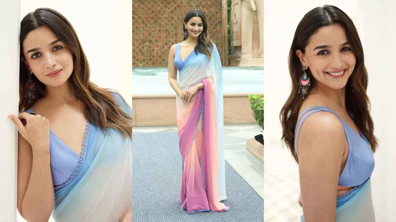 Alia Bhatt channels her inner Rani in incomparable ombré pastel drape by Manish  Malhotra | PINKVILLA