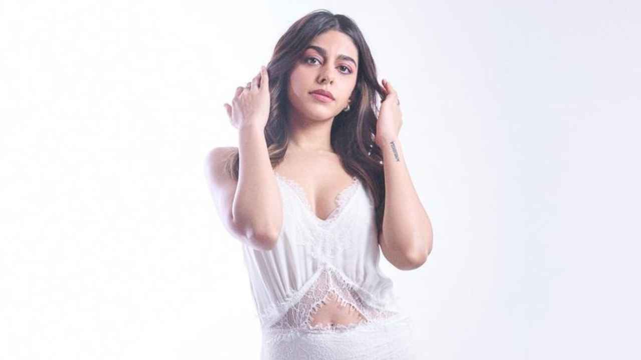 Alaya F looks simply serene in white sheer gown with intricate lace work by Ayesha Depala