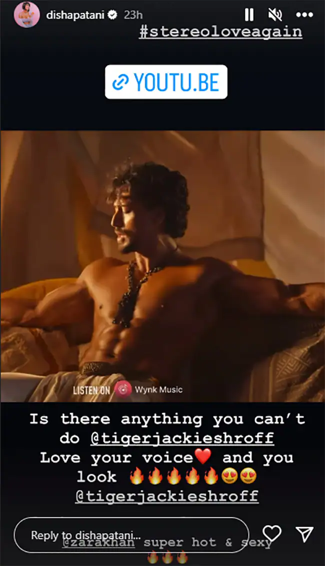 A screenshot of Disha Patani's IG story