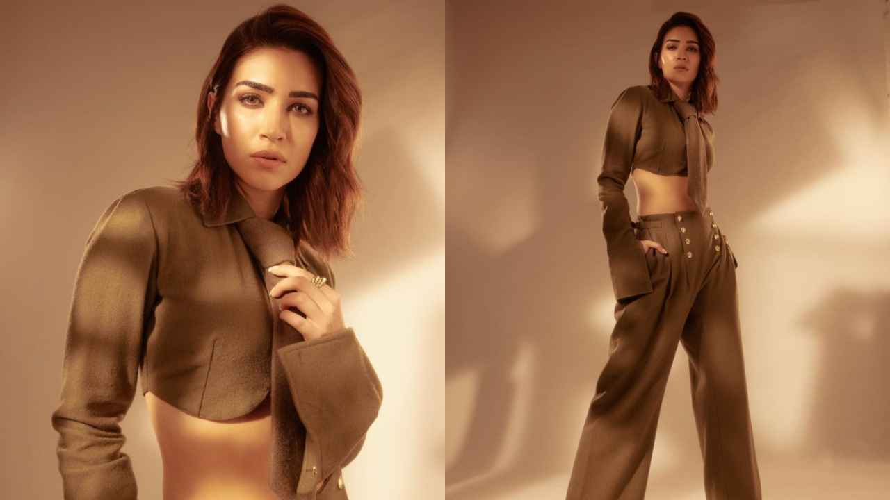 Kriti Sanon gives modern twist to traditional khaki pantsuit with Helen  Anthony's magic | PINKVILLA