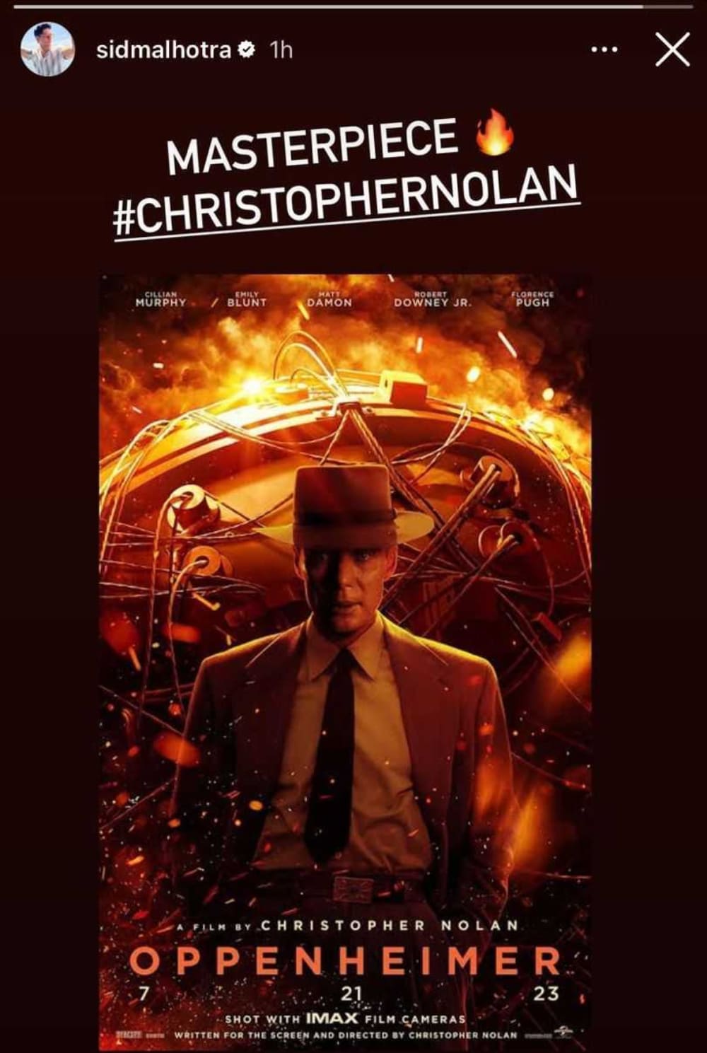 Sidharth Malhotra praised Christopher Nolan directed Oppenheimer 