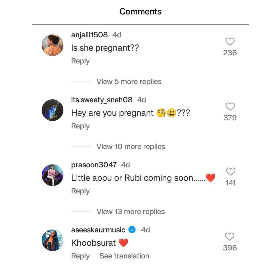 Rubina Dilaik's comment section