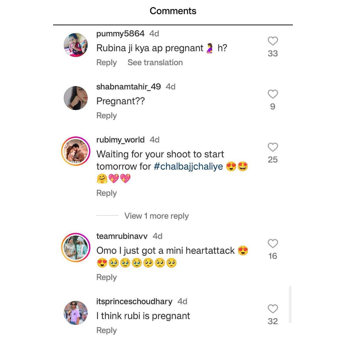 Rubina Dilaik's comment section