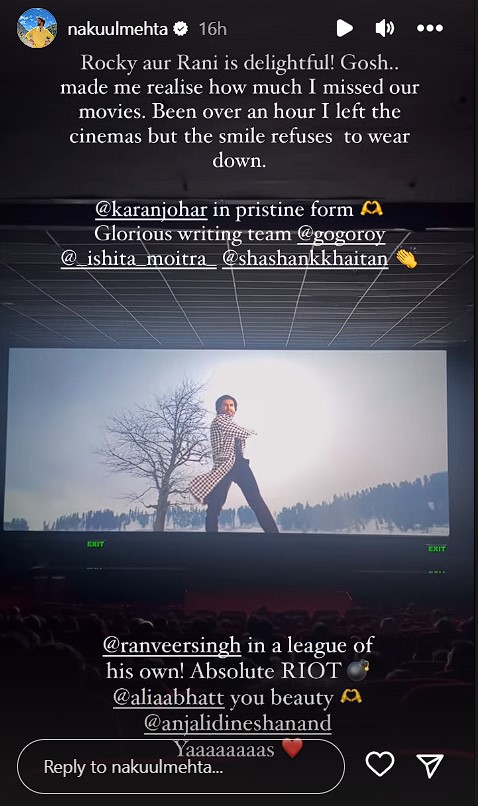 Nakuul Mehta's Instagram story
