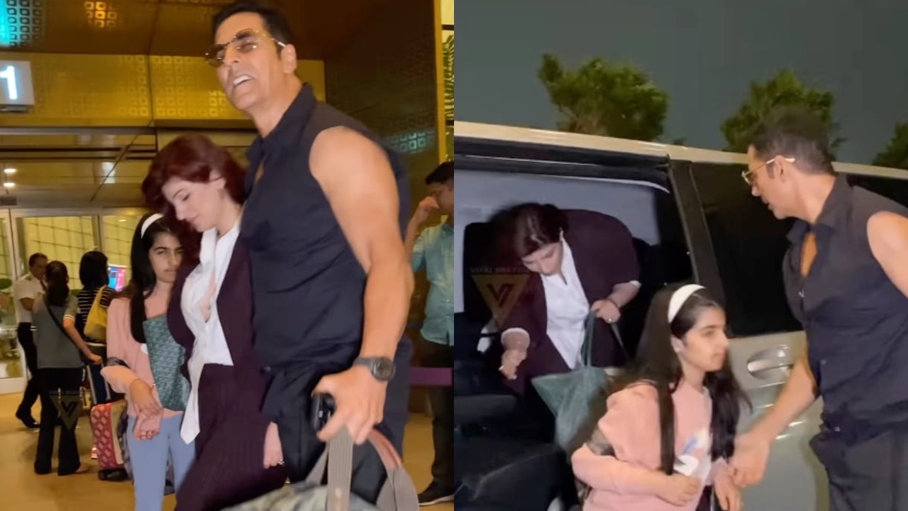  Watch how Akshay Kumar proves he is a protective father as he leaves for vacay with Twinkle Khanna and Nitara