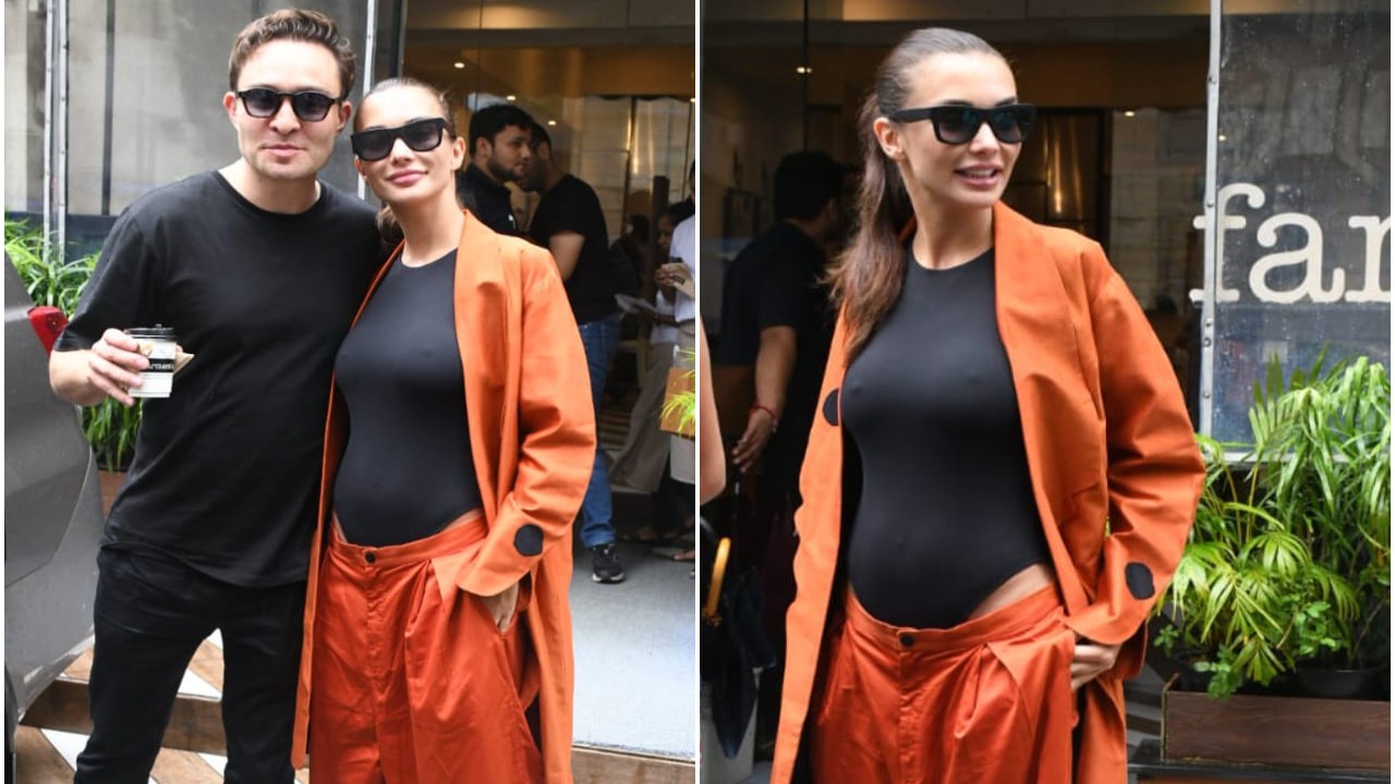 PHOTOS: Amy Jackson wears bodysuit with low-waist pants on a lunch date with boyfriend Ed Westwick in Mumbai