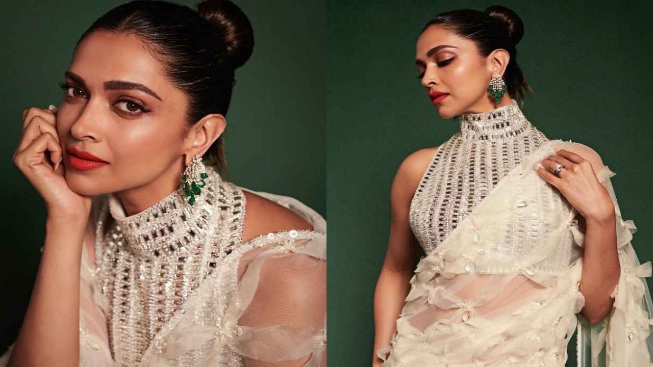 Deepika Padukone wore netted sheer saree with intricate embellishments, backless  blouse and we're obsessed | PINKVILLA