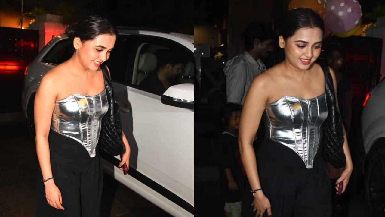 How to style: Tejasswi Prakash pairs metallic corset, wide-legged pants and  sneakers, perfect for date night | PINKVILLA
