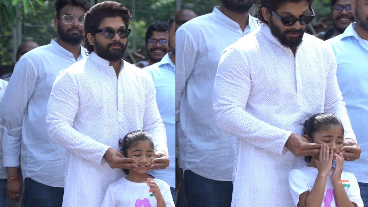 Allu Arjun pulls daughter Arha's cheeks in unseen video and her reaction is simply unmissable