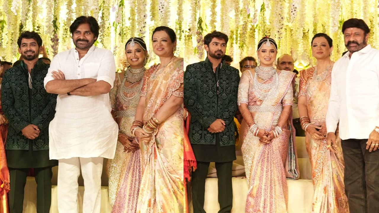 PHOTOS: Nandamuri Balakrishna and Pawan Kalyan attend Brahmanandam's son Siddharth's wedding reception