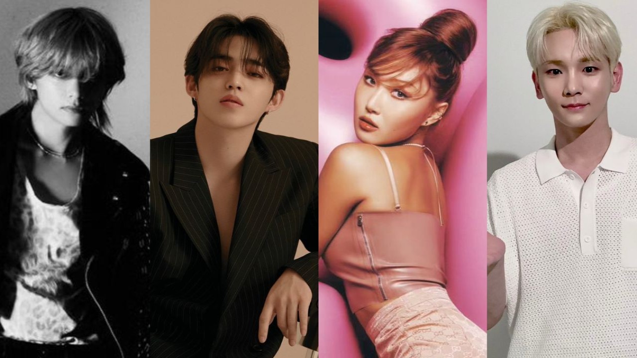 BTS’ V, SEVENTEEN’ Scoups, Hwasa, Key; Picture Courtesy: BIGHIT MUSIC, PLEDIS, PNATION, SHINee's X BTS’ V, SEVENTEEN’ Scoups, Hwasa, Key; Picture Courtesy: BIGHIT MUSIC, PLEDIS, PNATION, SHINee's X