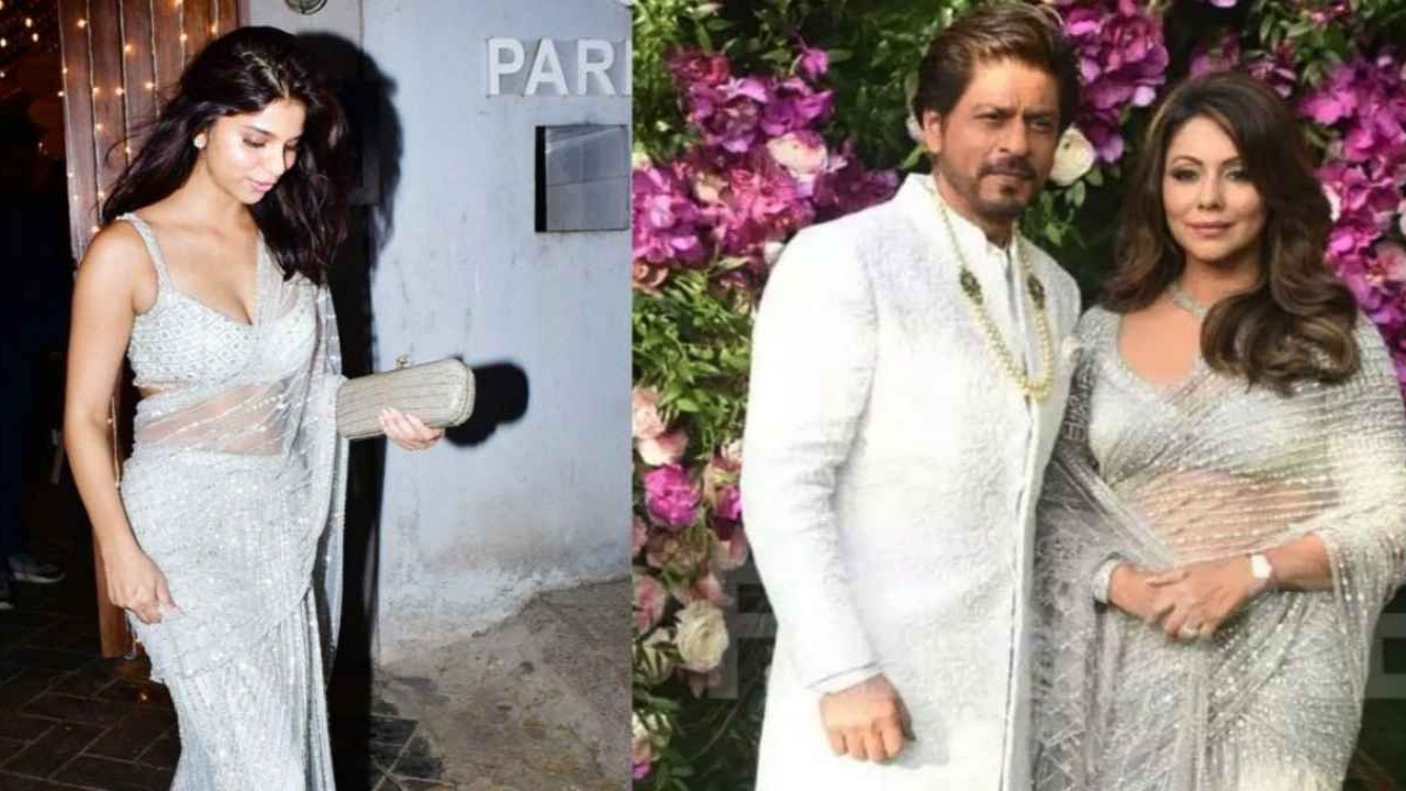 Suhana-khan-gauri-khan-sheer-saree-silver-style-fashion