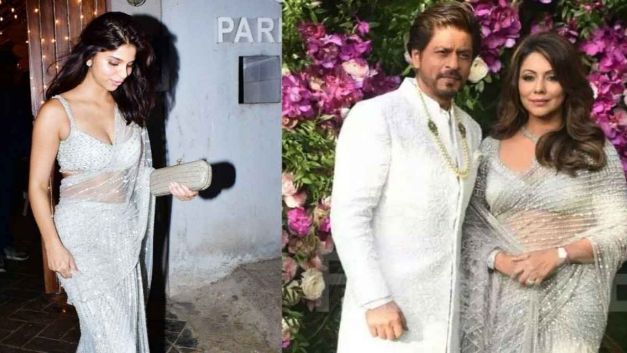 When Suhana Khan wore her mother’s sequin-laden silver sheer saree with a modern twist Suhana-khan-gauri-khan-sheer-saree-silver-style-fashion