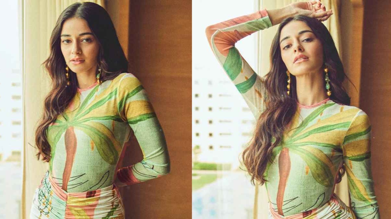 Ananya Panday serves beach vacation vibes in printed semi-sheer bodysuit, matching ankle-length ruched skirt Ananya-Panday-dream-girl-2-shoma-the-label-expensive-beach-style-fashion