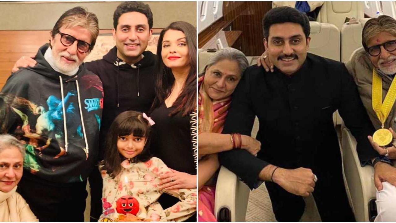 Picture Courtesy: Aishwarya Rai Bachchan/Instagram Abhishek Bachchan/Twitter Abhishek Bachchan calls himself 'lucky' as he talks about living with parents Amitabh Bachchan, Jaya Bachchan