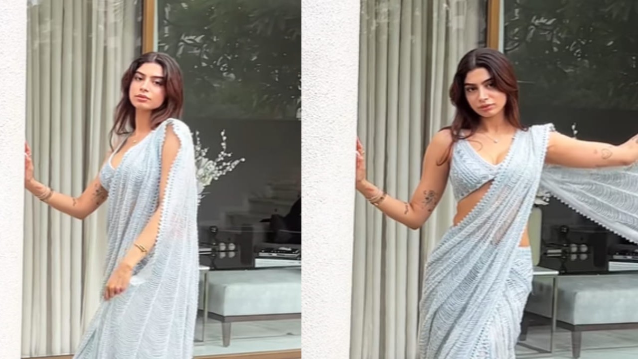 Khushi Kapoor's worth Rs 2,29,000 ice burst metallic lehenga saree makes  for a perfect cocktail-ready look | PINKVILLA