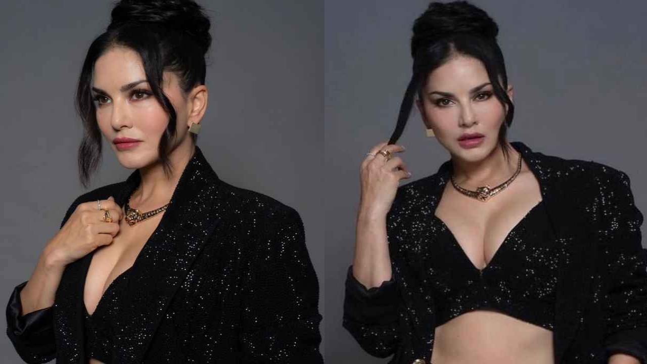 Sunny Leone steals the spotlight in sequin blazer, bralette and pants; A party season staple for your wardrobe Sunny-leone-sequin-blazer-formal-party-wear-style-fashion