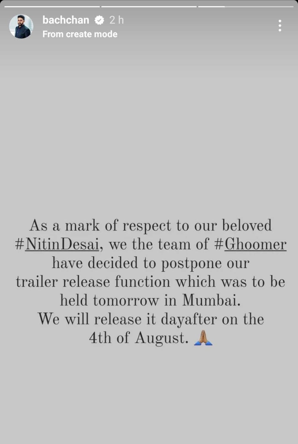 Abhishek Bachchan Instagram Stories 