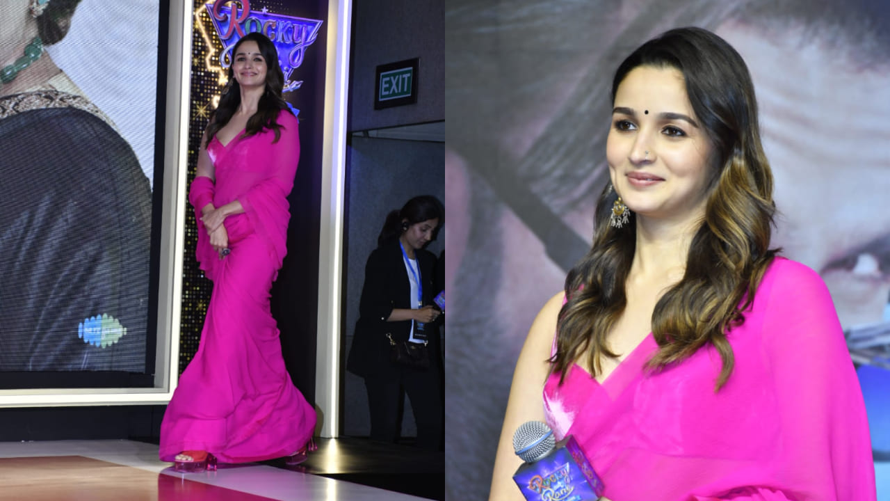 Alia bhatt pink online saree