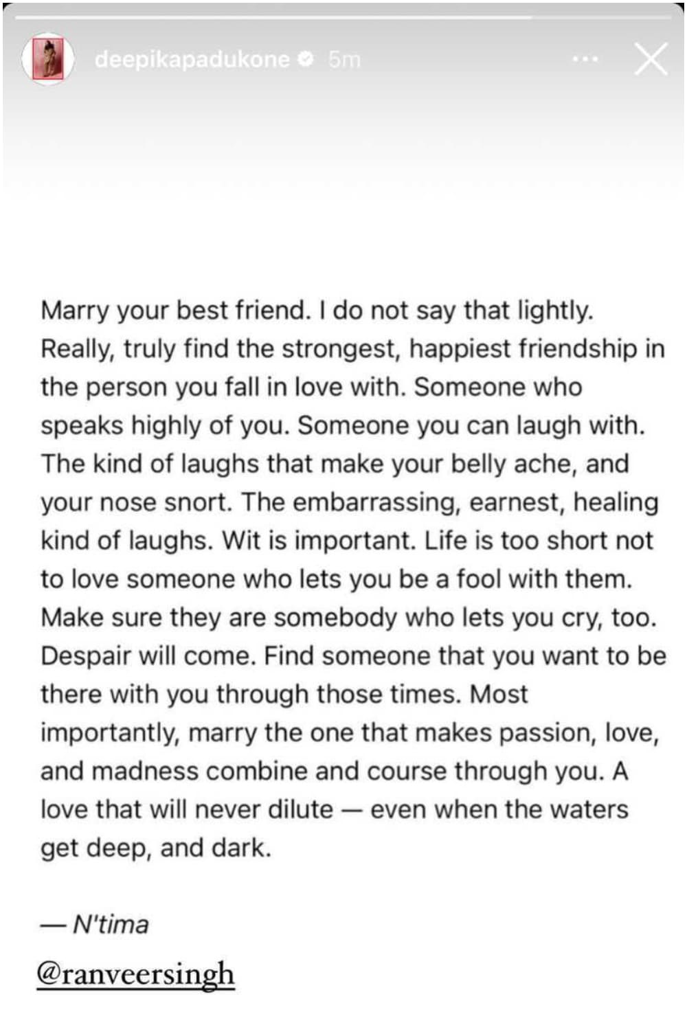 Deepika Padukone says ‘marry your best friend’ as she dedicates love-filled post to husband Ranveer Singh 