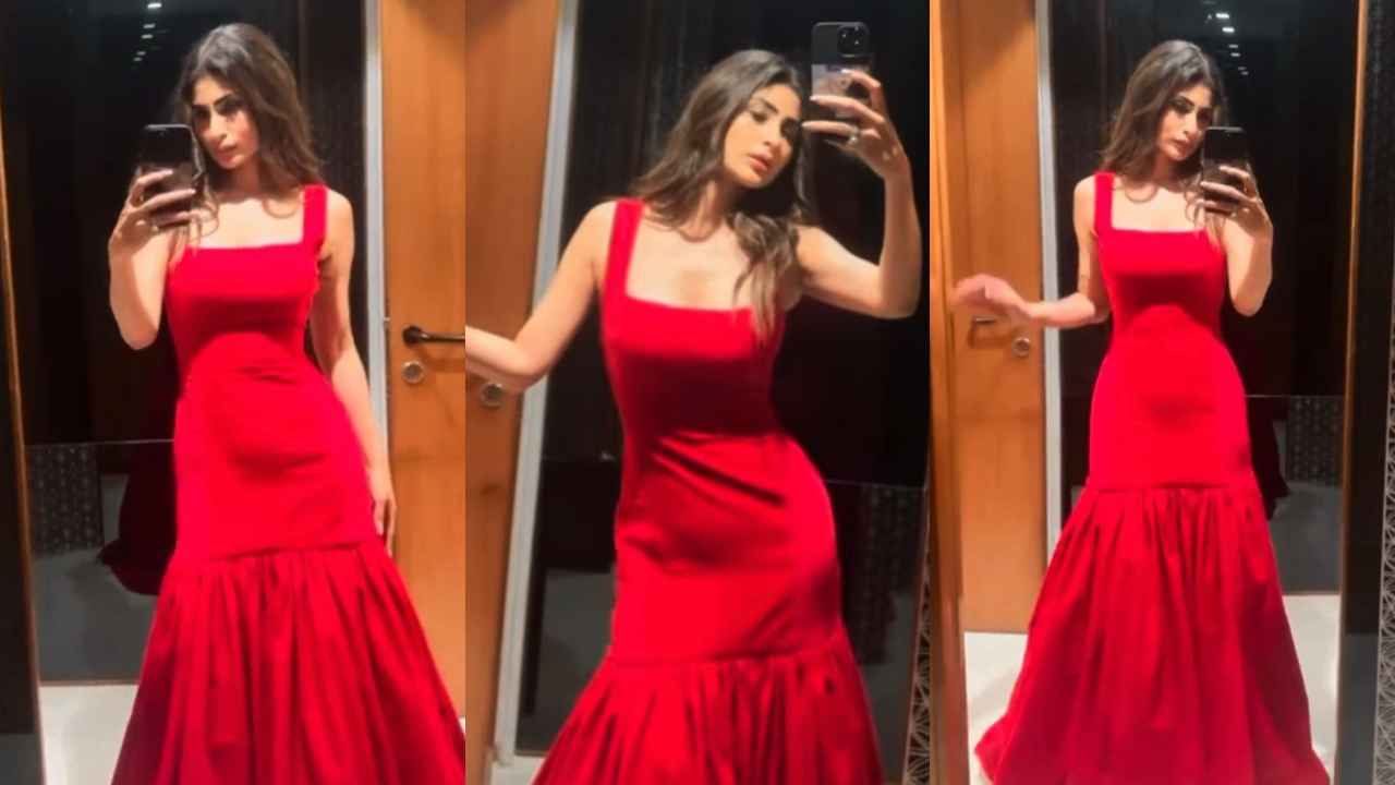 Mouni Roy flaunts her style in ravishing red gown with fishtail finesse,  perfect for romantic evenings | PINKVILLA