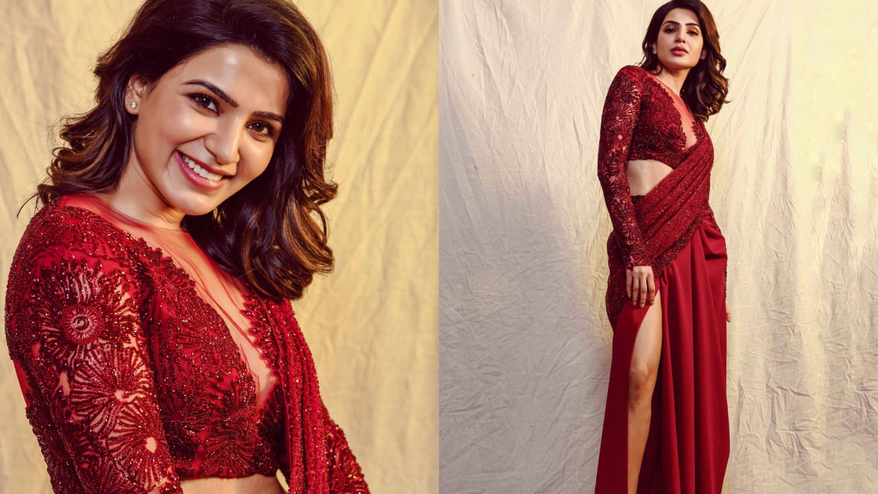 Samantha in red saree
